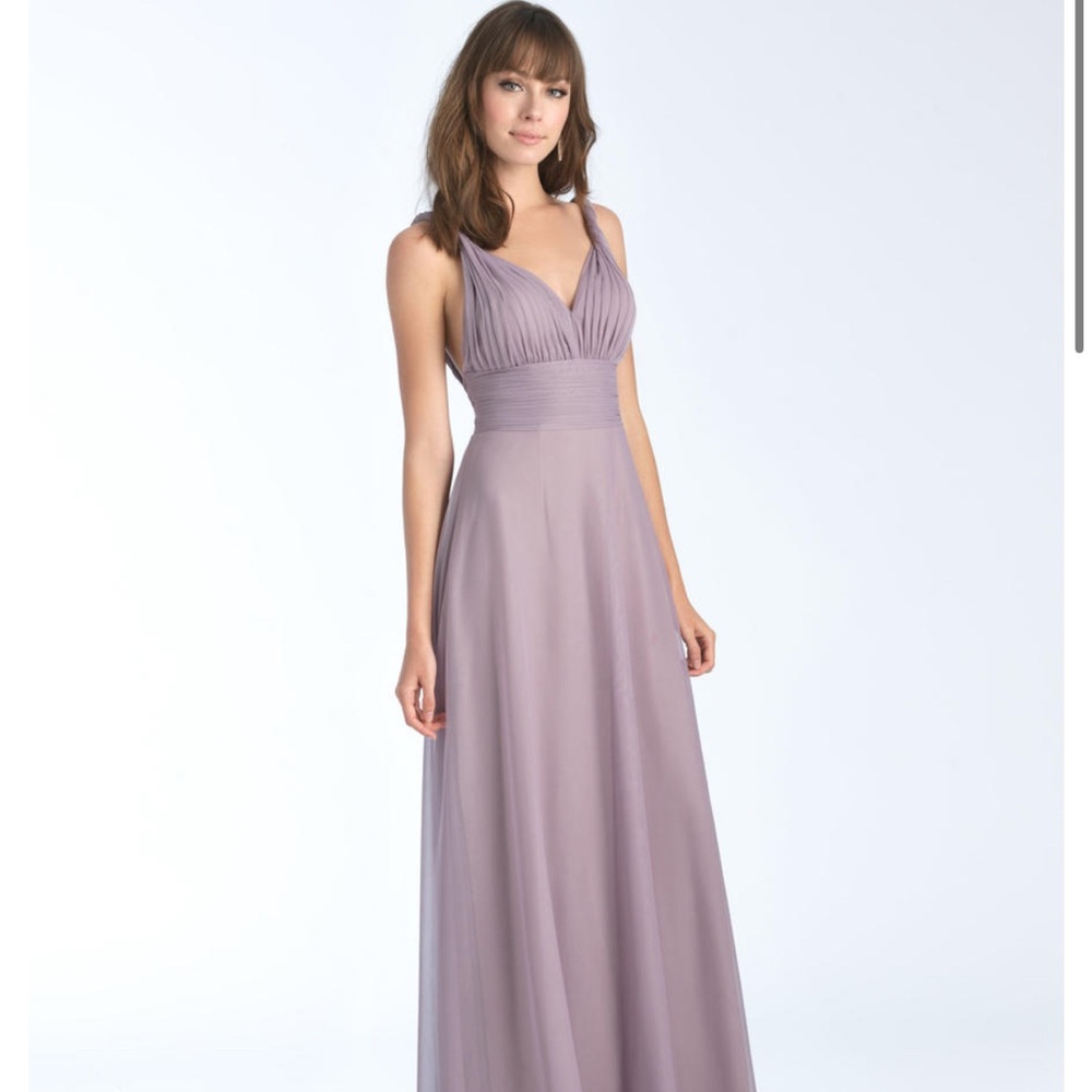 Allure Bridals Sz 10 Zinc Dusty Lavender Empire Waist Bridesmaid Evening Gown